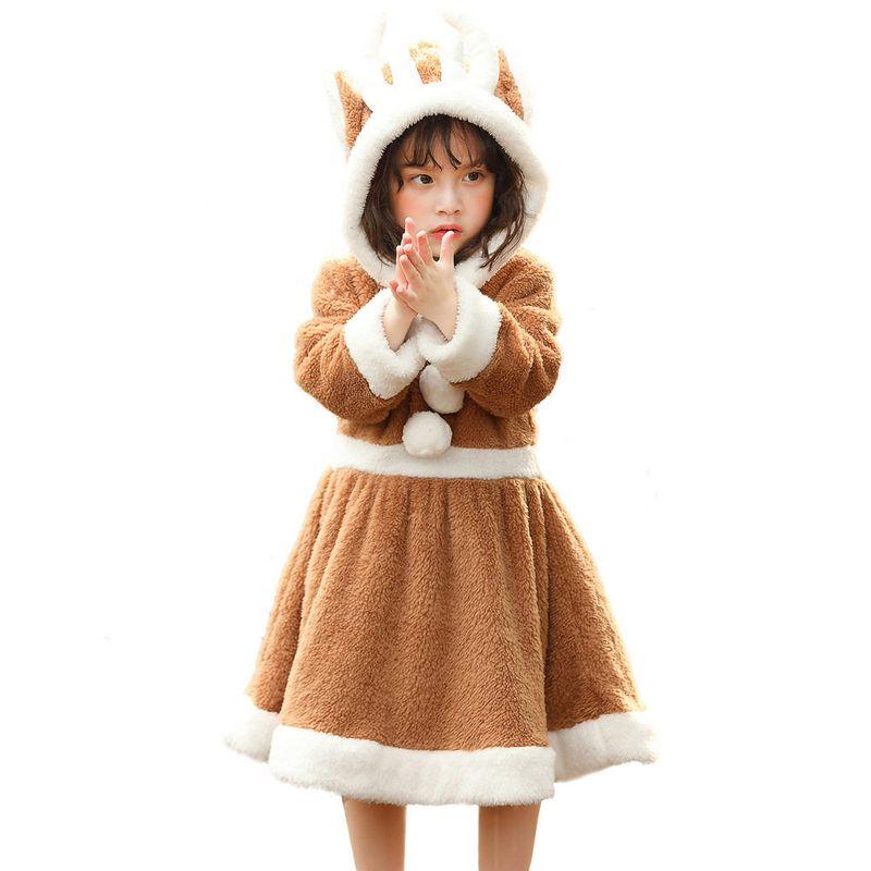 Colorful Christmas Cosplay Animal Costume Christmas Reindeer Dress Role-Playing Coral Fleece Home Performance Outfit