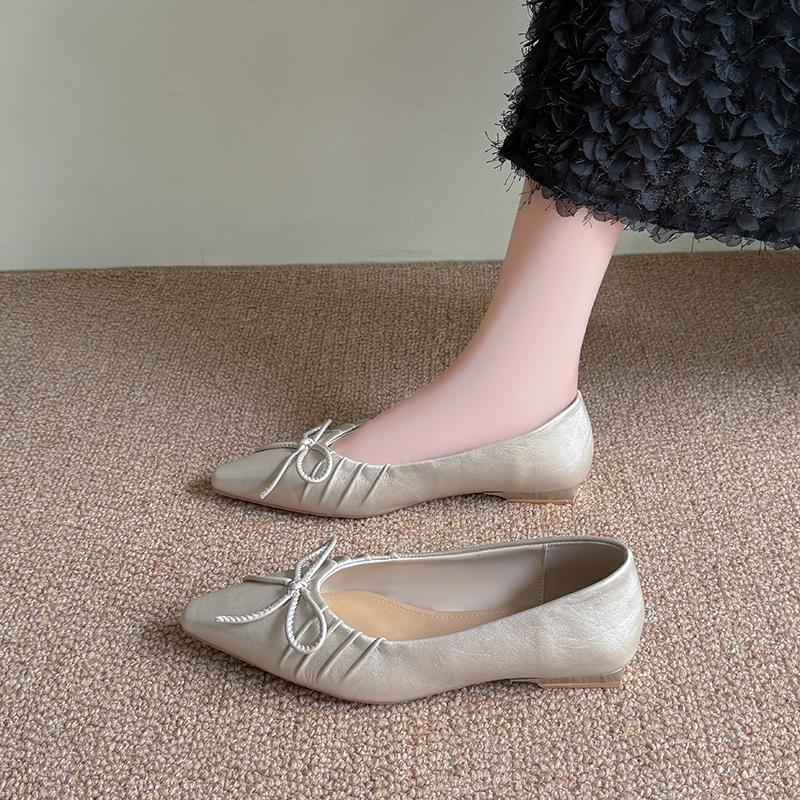 Fashion French Purple Inside Heightened Pointed Toe Single Shoes Women's Spring 2025 Temperament Bow Fairy Gentle Mary Jane Shoes