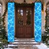 2D Flat, 2D Flat Printing 2pcs Blue Water Ripples Couplet Porch Banners, Hanging Banner Porch for Front Door Outdoor Seasonal Holiday Wedding Yard Dec