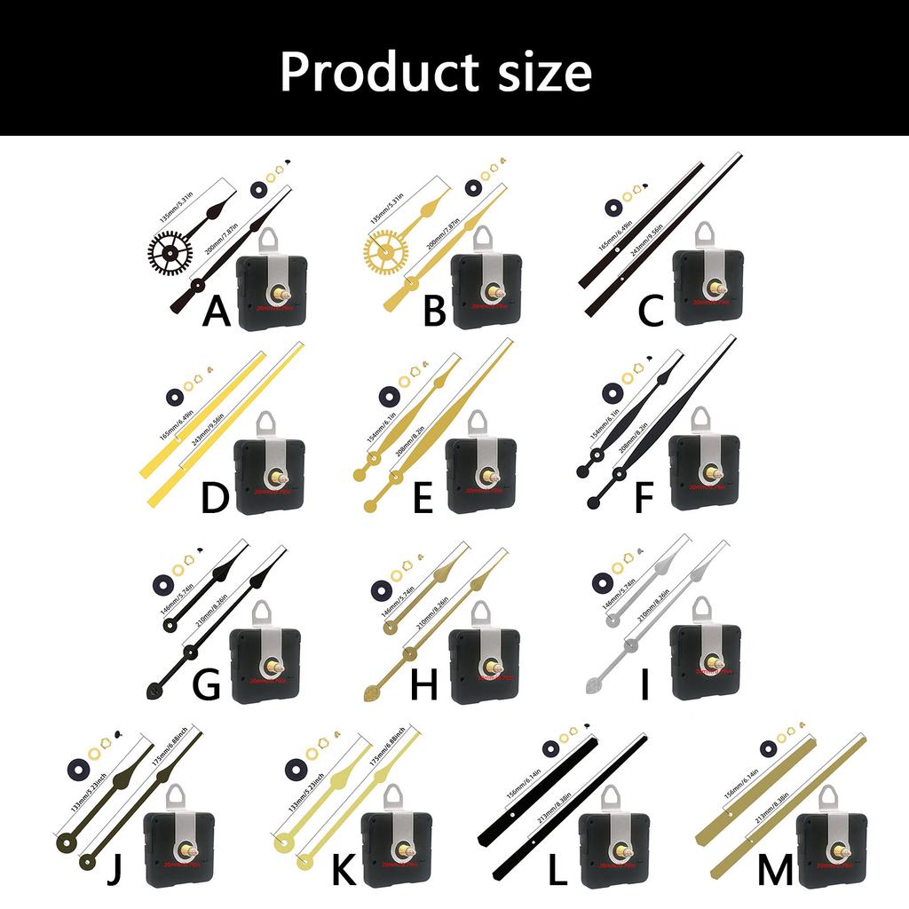 Metal Clock Hands and Clock Motor Kits Quiet Quartzs Clock Movement Mechanism Replacement Set for DIY Wall Clocks