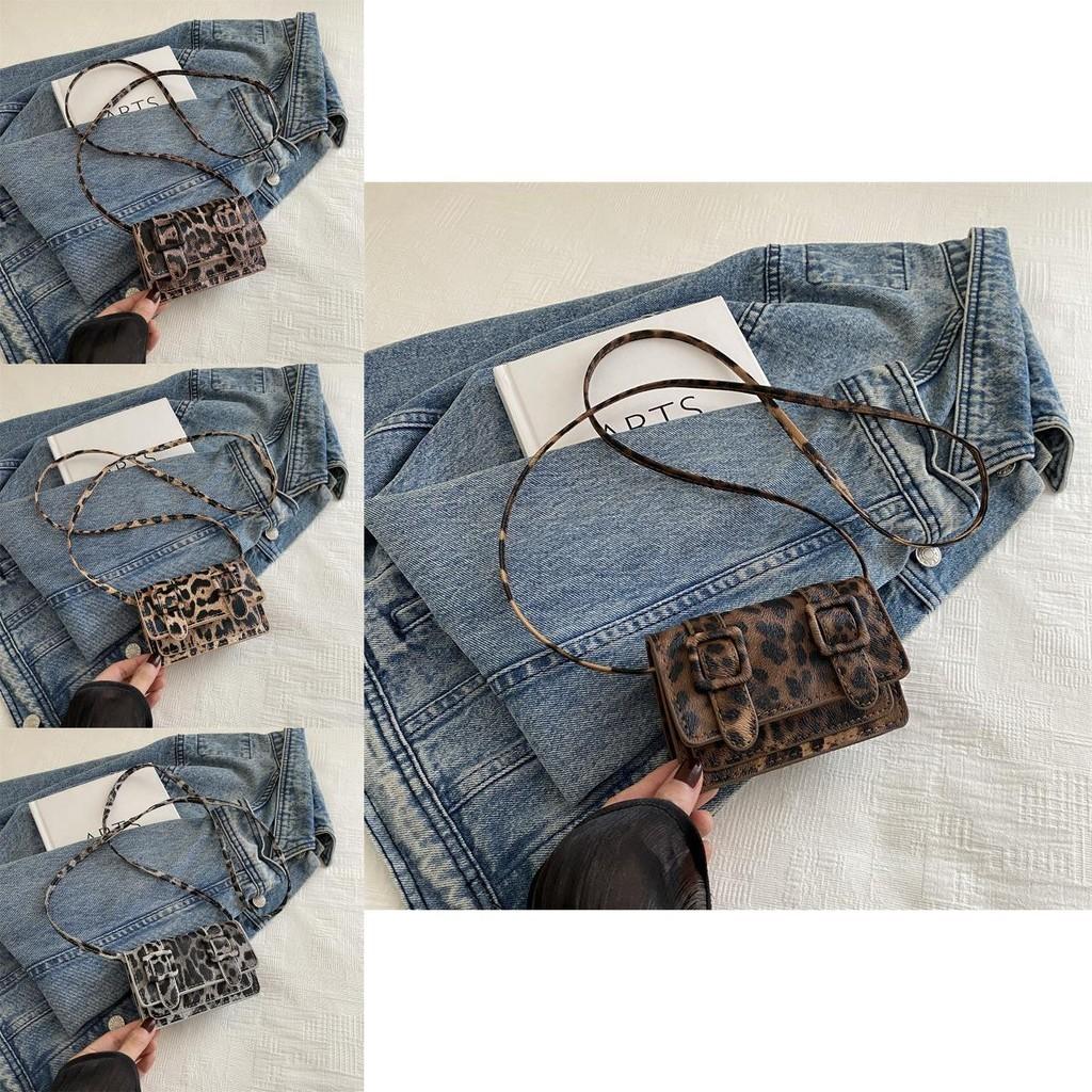 Stylish Mini Leopard Print Shoulder Bag For Women With Trendy Casual Vibe In Gray And Khaki