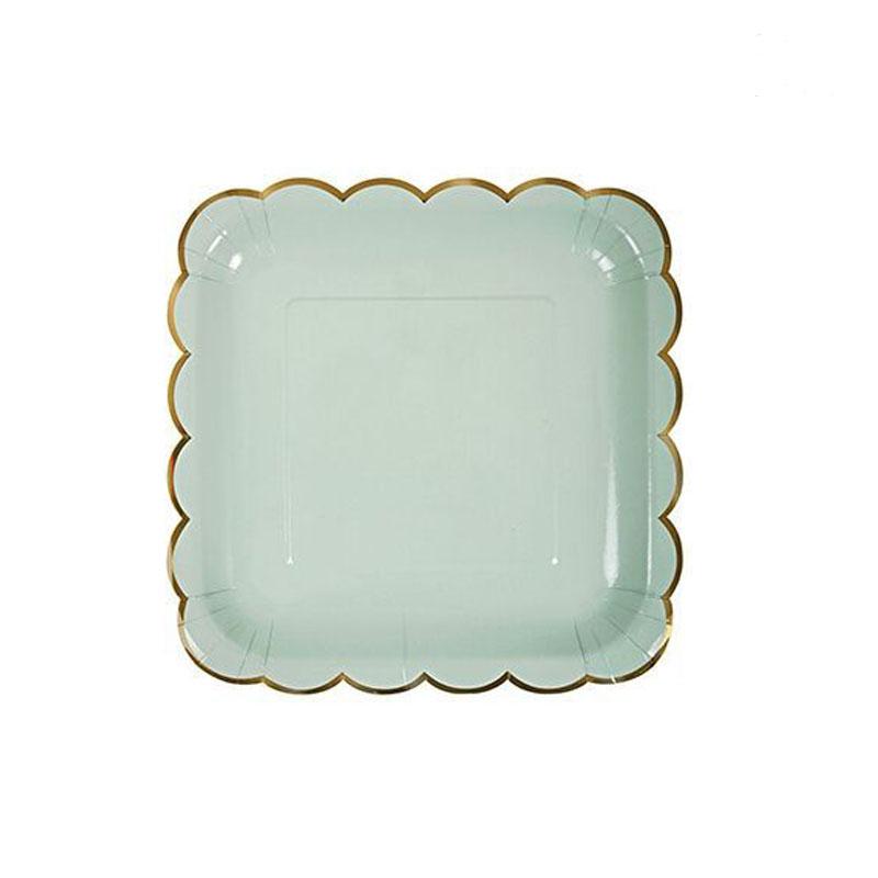 Disposable Paper Plate Lace Cups Hot Stamping Lace Dessert Paper Plates Tableware Wedding Happy Birthday Party Supplies