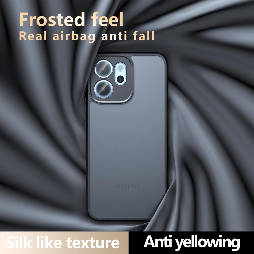 Für Oppo Reno14 F 5G Hülle Hautgefühl TPU+PC Matt Handyhülle,Transparent Schwarz