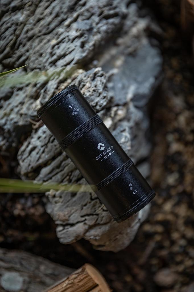 Camping Moon Camping Coffee Canister, 2-Tier, CNC Cut, Duralumin, Black Gear, CC-50-BK