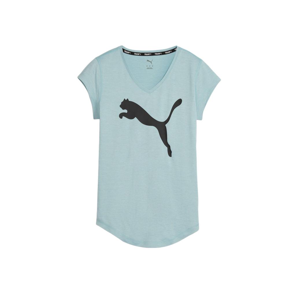 Puma Train Favorite Heather Cat Moisture-Wicking Quick-Dry Training Running Crew Neck Short Sleeve T-Shirt Women T-Shirts Blue-Stone 522418-21