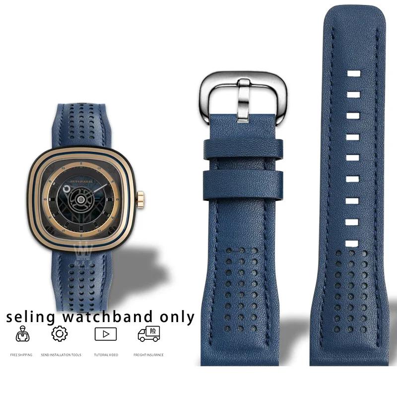 Cowhide Wristband for Sevenfriday Watch T1 T2 T3 Series Watch Strap 26mm Men s Wristband Bracelet Accessories brown green strap 26mm
