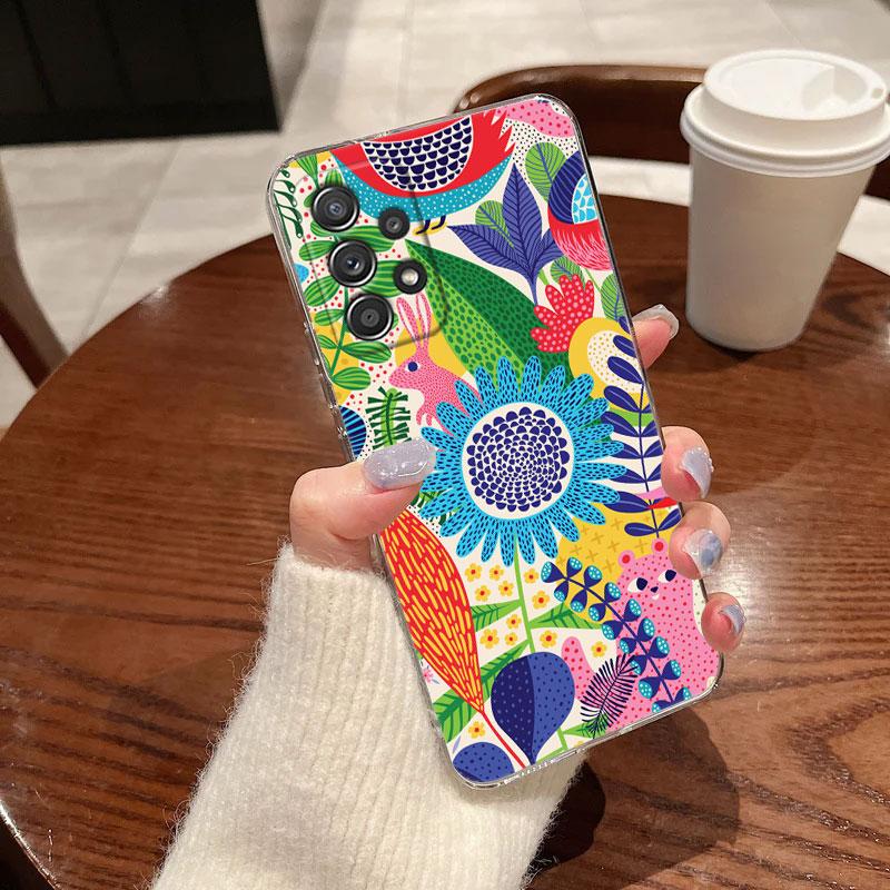 Jungle Art Snake Cats Sloth Phone Case For Samsung Galaxy A56 A57 A37 A55 A54 A36 A35 A26 A25 A16 A17 A07 A52 A34 A73 A21s Cover