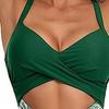 European American Color Block Spliced Cutout One-Piece Swimsuit with Adjustable Cross Tie-Up.