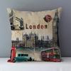 Retro cozy couch cushion cover home decorative pillows London  scenic printed square  pillowcase seat back cushions