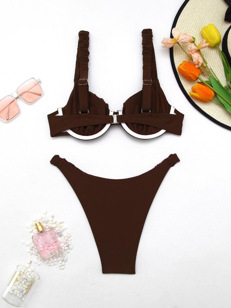 2026 European & American Women's Solid Triangle Bikini: Sexy Two-Piece Swimwear for Hot Spring Resorts