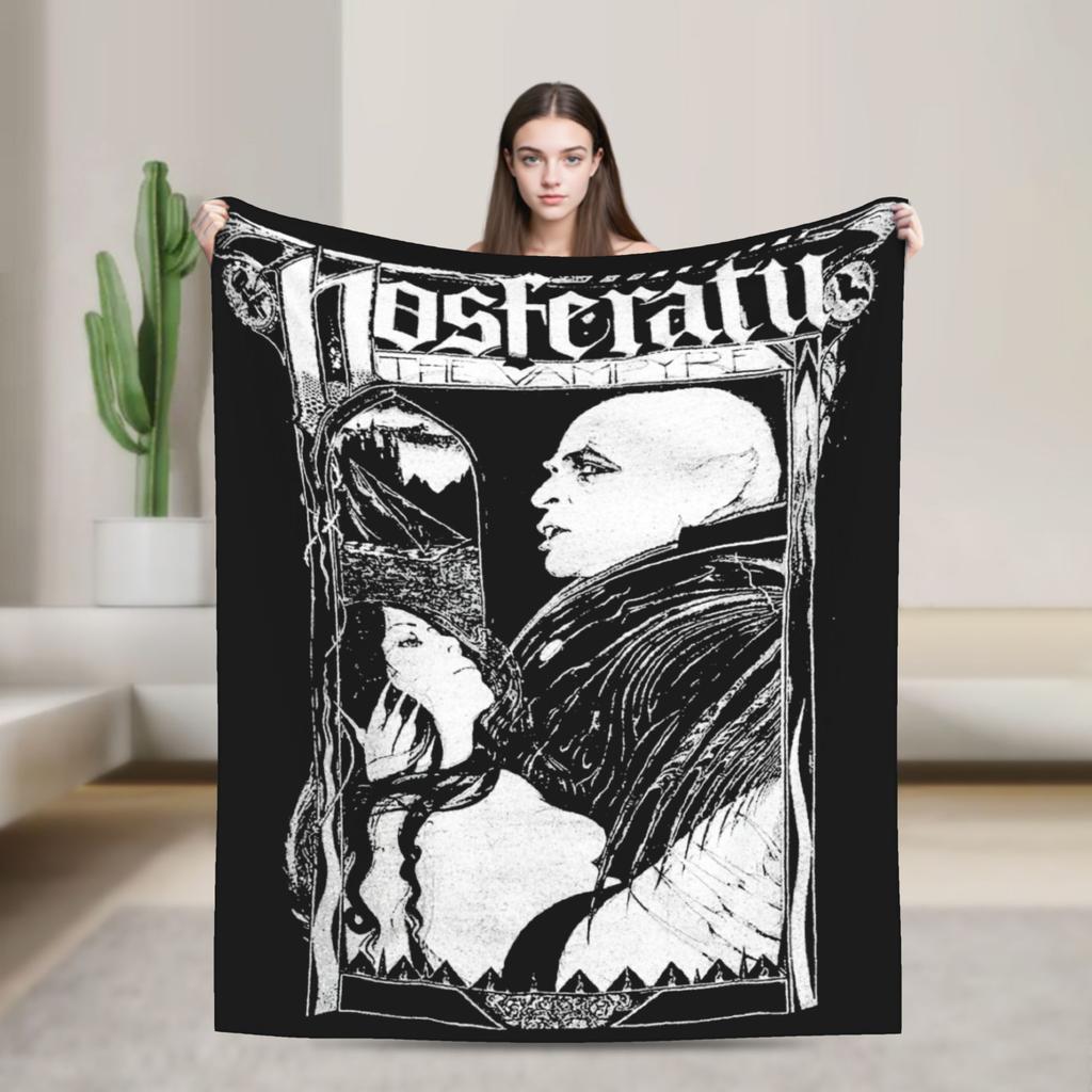 Black Metal Nosferatu Blanket Fuzzy Vintage Breathable Throw Blanket for Bed Sofa Autumn/Winter