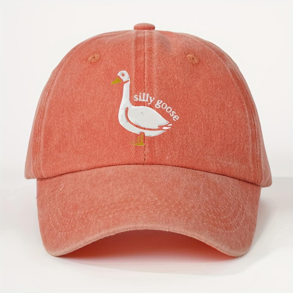 SILLY GOOSE Printed Casual Trendy UnisexS Washed Vintage Baseball Cap Fashionable Outdoor Urban Style Unisex Dad Hat Suitable fo