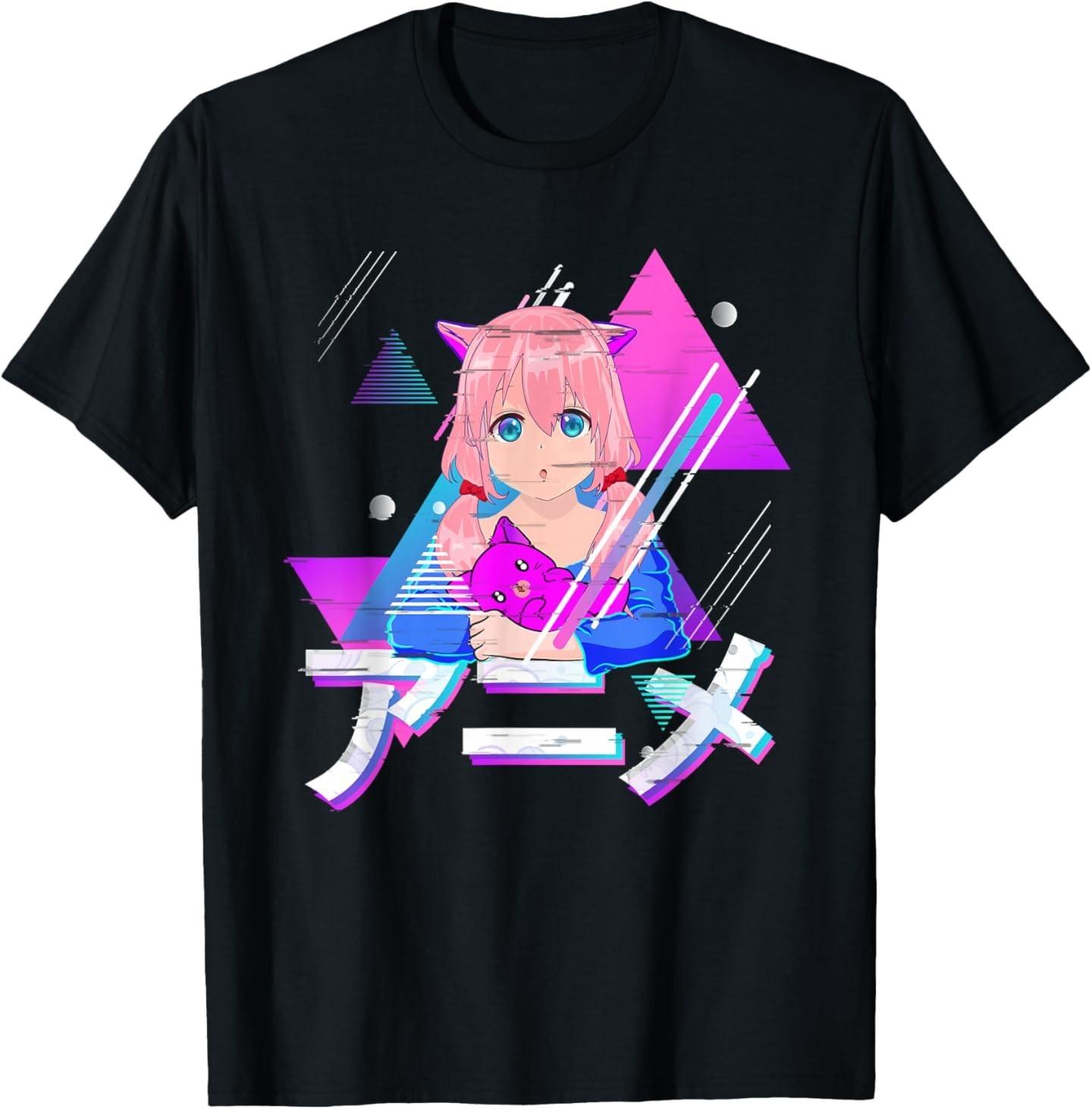 Anime Aesthetic 90s Vaporwave Egirl Eboy Anime Girl Kawaii- T-Shirt S