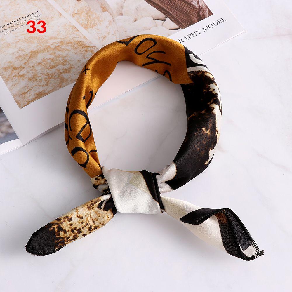 Small Vintage Hair Band Bags Tie Wrist Wrap Silk Feel Satin Bandana Women Square Scarf Handkerchief