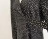 Women's Petite French Polka Dot V-Neck Long-Sleeve Belted Dress - Short Skirt for Spring & Autumn.