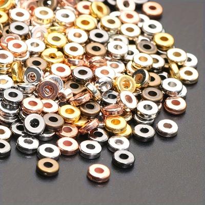100/300/500/1000ks 6mm ploché okrúhle dištančné korálky  8 typov plochých diskových dištančných korálkov, hladké kovové korálky,  pre DIY náramok náhrdelník remeslá