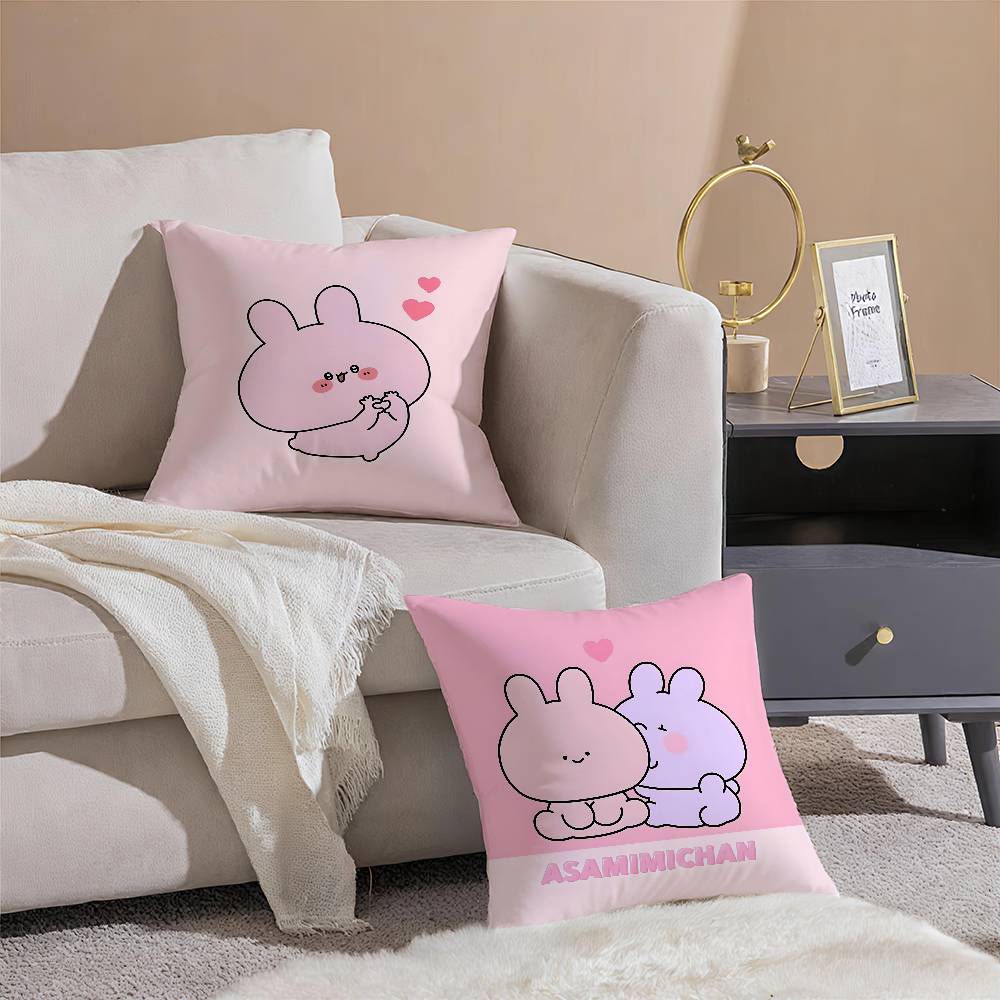 Cartoon A-Asamimichan-MT Cute Bunny Singer Pillow Case Comfort Sofa Bed Silky Elegant Invisible Zipper Decorative Cushion Cover