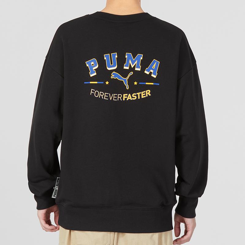 Puma Team Crew Sweatshirt mit Buchstaben-Print Langarm Herren Oberteile Schwarz 622275-01