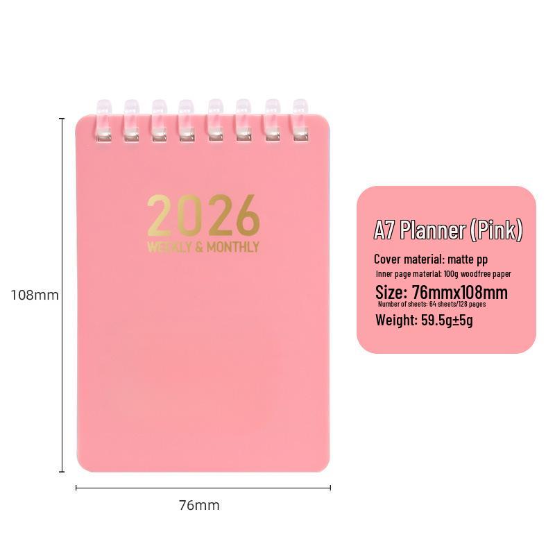 2026 A7PP Pocket Coil Daily Planner Notebook