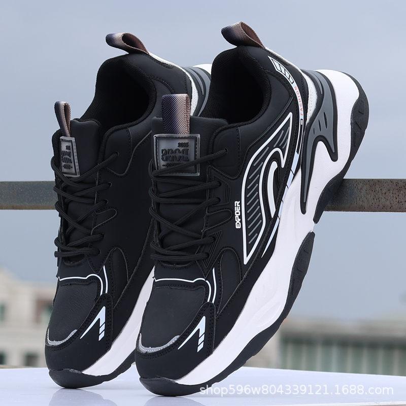 New leather men's shoes 2024 autumn and winter lightweight men's casual sports shoes non-slip, shock-absorbing and wear-resistant running shoes