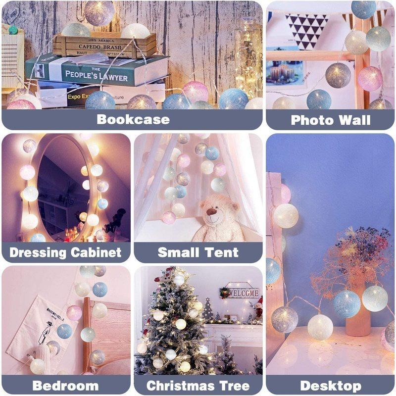 2,2 M 20 LED Baumwollkugel Lichterkette USB-Stecker Für Fenster Hochzeit Licht Party Haus Garten Schlafzimmer Innenwand Dekor
