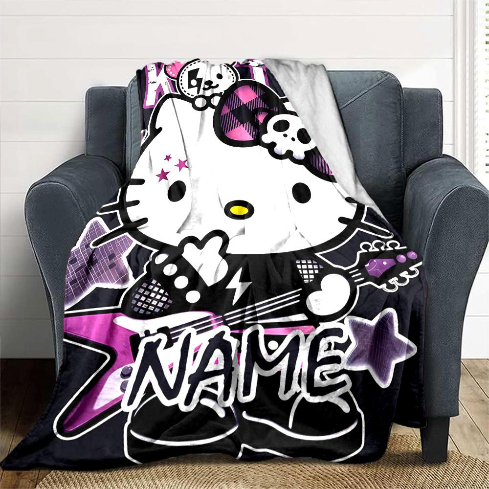 Customizable HelloKitty13 Throw Blanket – Personalized Name, All-Season Cozy Snug Blanket, Machine Washable, Personalized Blanket