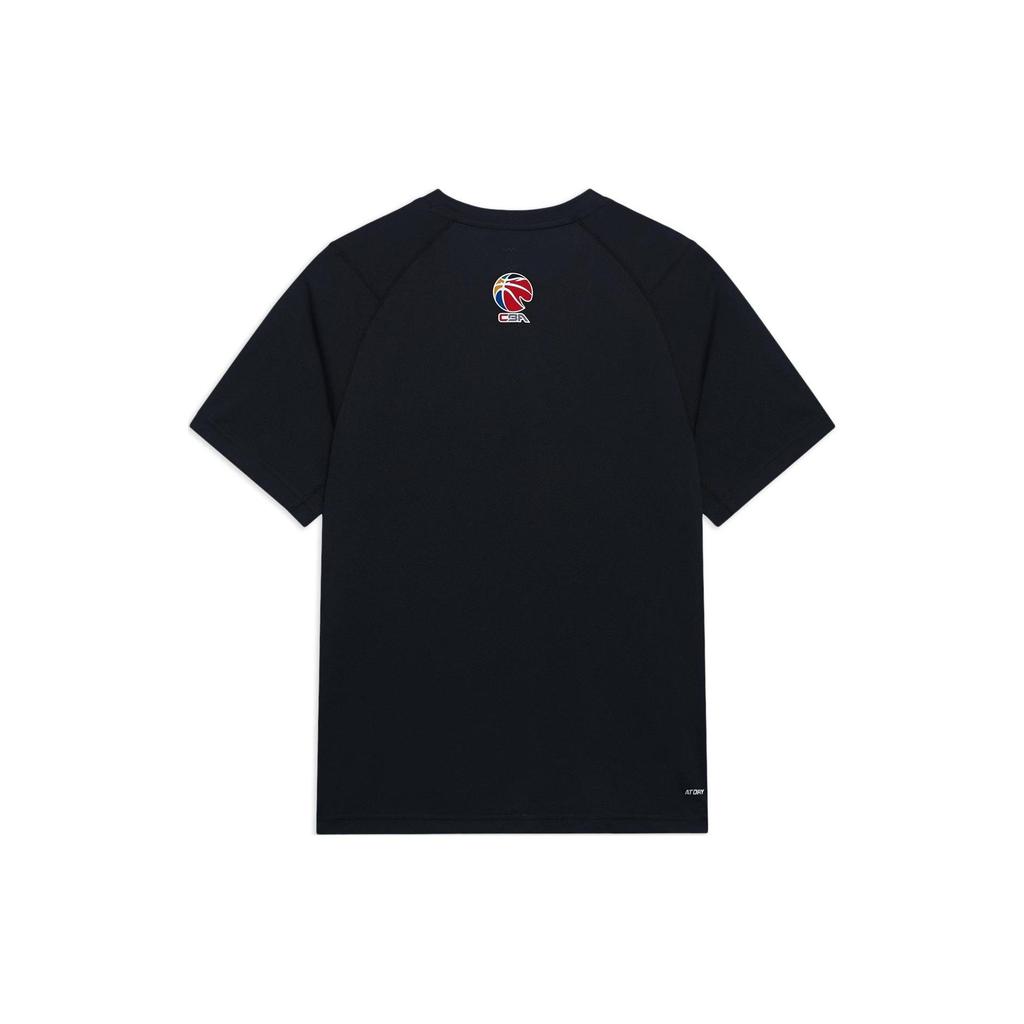 Li Ning Sports Basketball Series CBA Liaoning Team Solid Color Printed Logo Round Neck Quick-Dry Short Sleeve T-Shirt Men T-Shirts Black ATSSD11-1