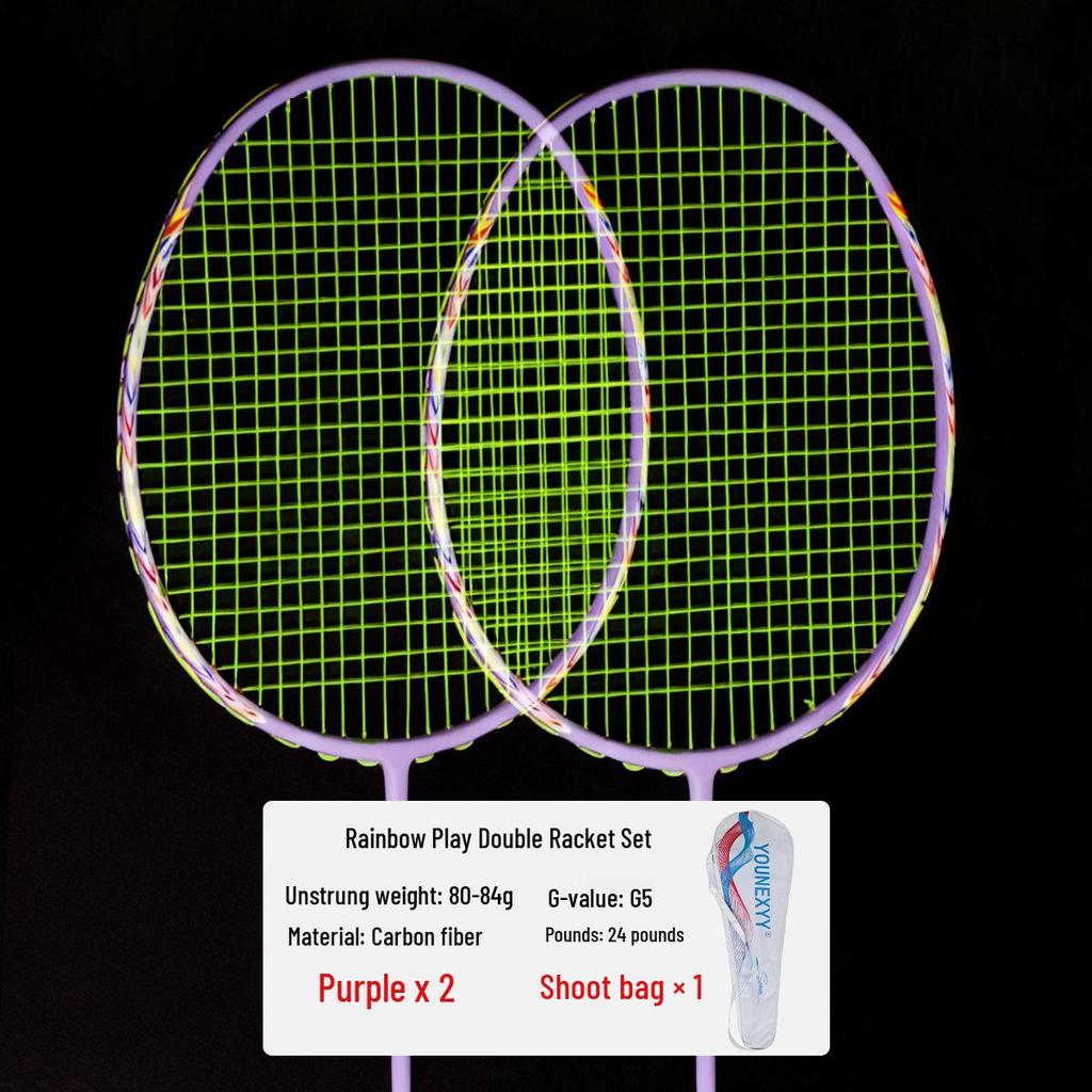 Full Carbon Fiber Badminton Racket Set for Men and Women - Durable, Lightweight, Offensive & Defensive, Professional Adult Singles & Doubles Play