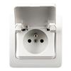 16A French Waterproof Wall Socket with Cover, ABS Panel, Splash-Proof and Dustproof