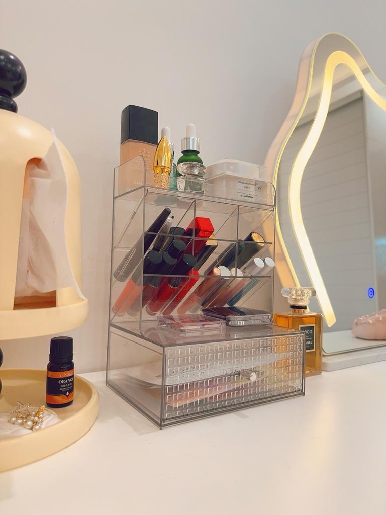 Transparent Desktop Storage Box - Cosmetic Organizer Drawer & Office Stationery Rack Pen Holder for Desk Supplies Neat Storage