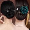 Elegant Black Fabric Hair Clip - 1pc, Sparkling Rhinestone Accents, Versatile Twist & Bun Maker for Women
