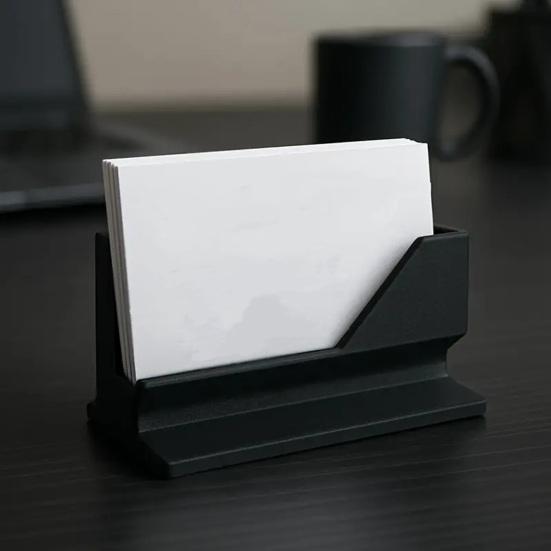 Yousheng Elegant Business Card Holder Black Plastic Desk Organizer for Office Hotel Professional Name Card Display Stand