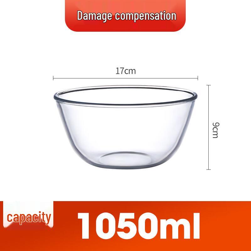 Xíhé Large High Borosilicate Glass Salad Bowl, 1050ML