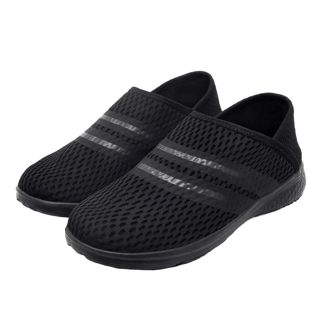 PEAK JOHN Slip-On Sneakers, Heel-Adjustable Nurse Shoes, Black, Ultra-Lightweight, Men's, Unisex, Indoor and Outdoor Shoes, Size 26.0