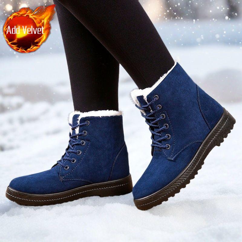 Mode Große Größe Warme Runde Zehen Schneestiefel für Damen Plateau mit Schnürsenkeln Damenschuhe Y2k Heiß Gefüttert im Angebot Mode 2025 Stiefeletten Ausverkauf