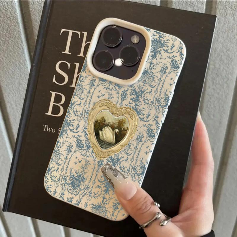 Blue Retro Floral Bird Pattern Phone Case For iPhone 17 16 Pro Max 15 14 Plus 13 12 11 Pro Max 16E 17 Air X XR XS Max Soft Cover
