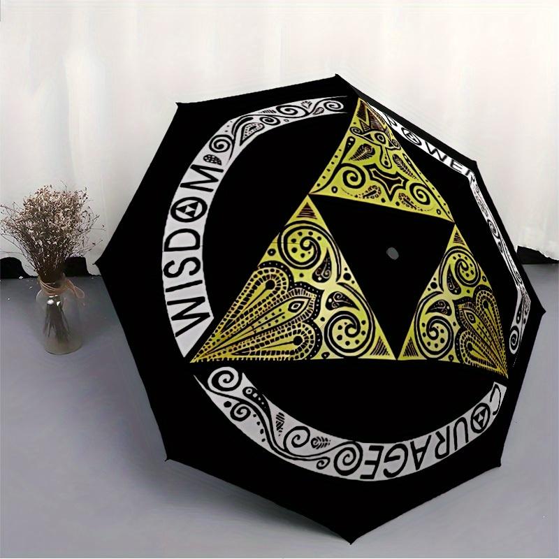 Wisdom Power Legend of Zelda Automatic Folding Umbrella with Sturdy Iron Frame, Portable Compact Travel Umbrella All-Season Use Parties014