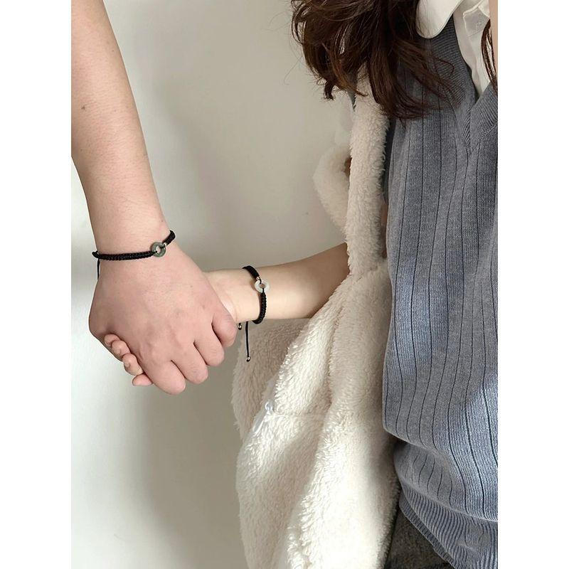 

Парный браслет «Пряжка мира» для пары, мужской и женский, из плетеного шнура с нефритом Хэтянь, подарок на День святого Валентина для девушки Safe buckle bracelet Men s Drawer gift box]