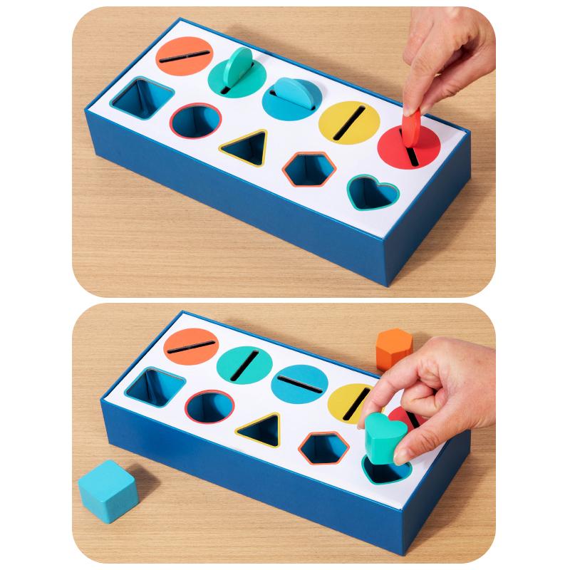Montessori Teaching Aids Baby Wooden Color Shape Classification Box Cognitive Matching Color Recognition Early Education Puzzle