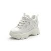 Inner heightening dad shoes women's spring 9.5 muffin thick-soled breathable leather casual small sneakers