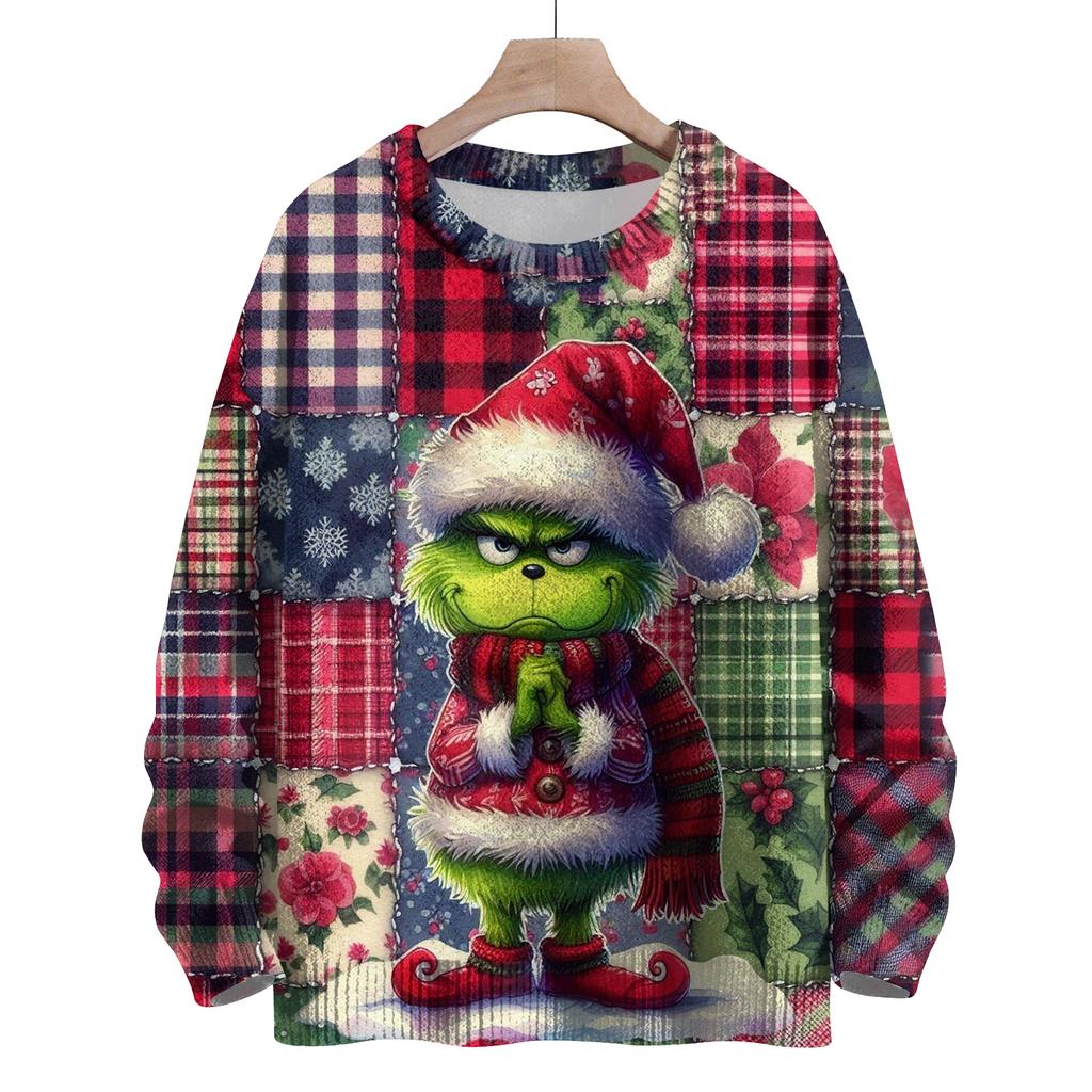 Ladies' Fashionable Casual Long Sleeved Christmas Cute Printed Round Neck Knitted Yarn