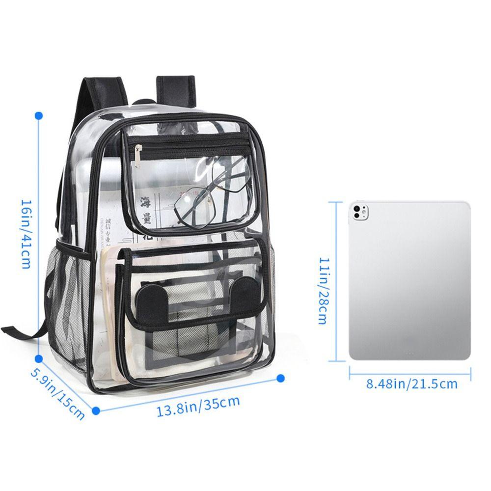 Fashion Large Capacity Transparent Backpack Zipper Portable PVC Backpack Waterproof Knapsack Students School Bag Female/Male