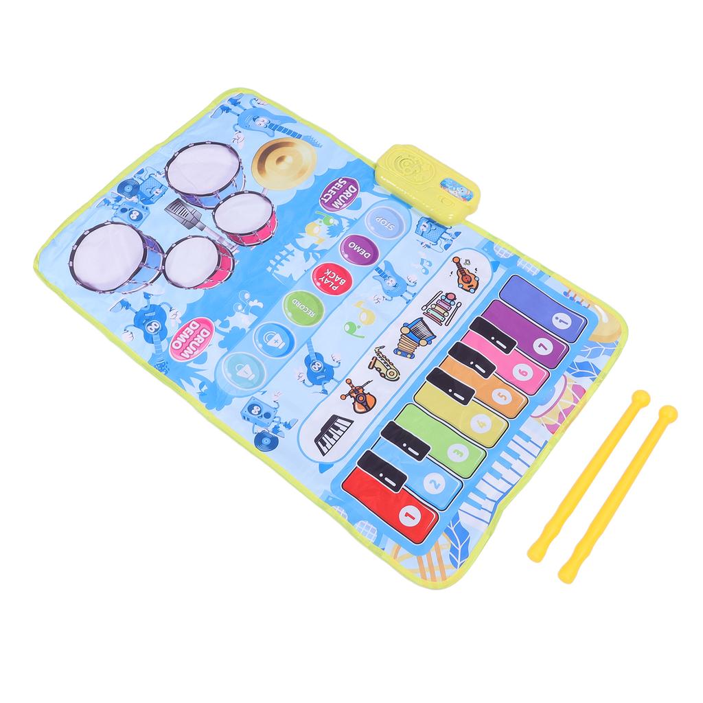 2 in 1 Baby Piano and   Mat 13 Keys 5 Music Instruments Sounds Interactive Game Baby Musical Mat for Toddler