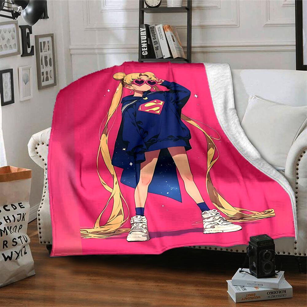 1Pc Moonlit Sailor Princess Blanket For Couch Bed Plush Cozy Fuzzy Blanket Super Soft Warm Blankets For Fall And Winter 0918242