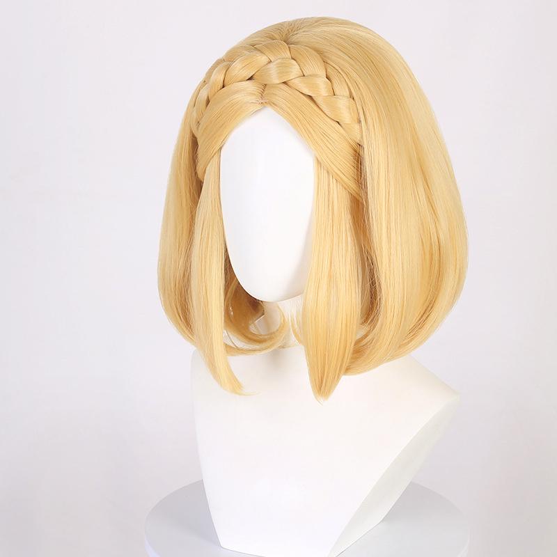 

Парик для косплея Zelda Princess 35 см/72 см, высококачественные золотисто-желтые плетеные термостойкие синтетические волосы, парики в стиле аниме + шапочка для парика One Size