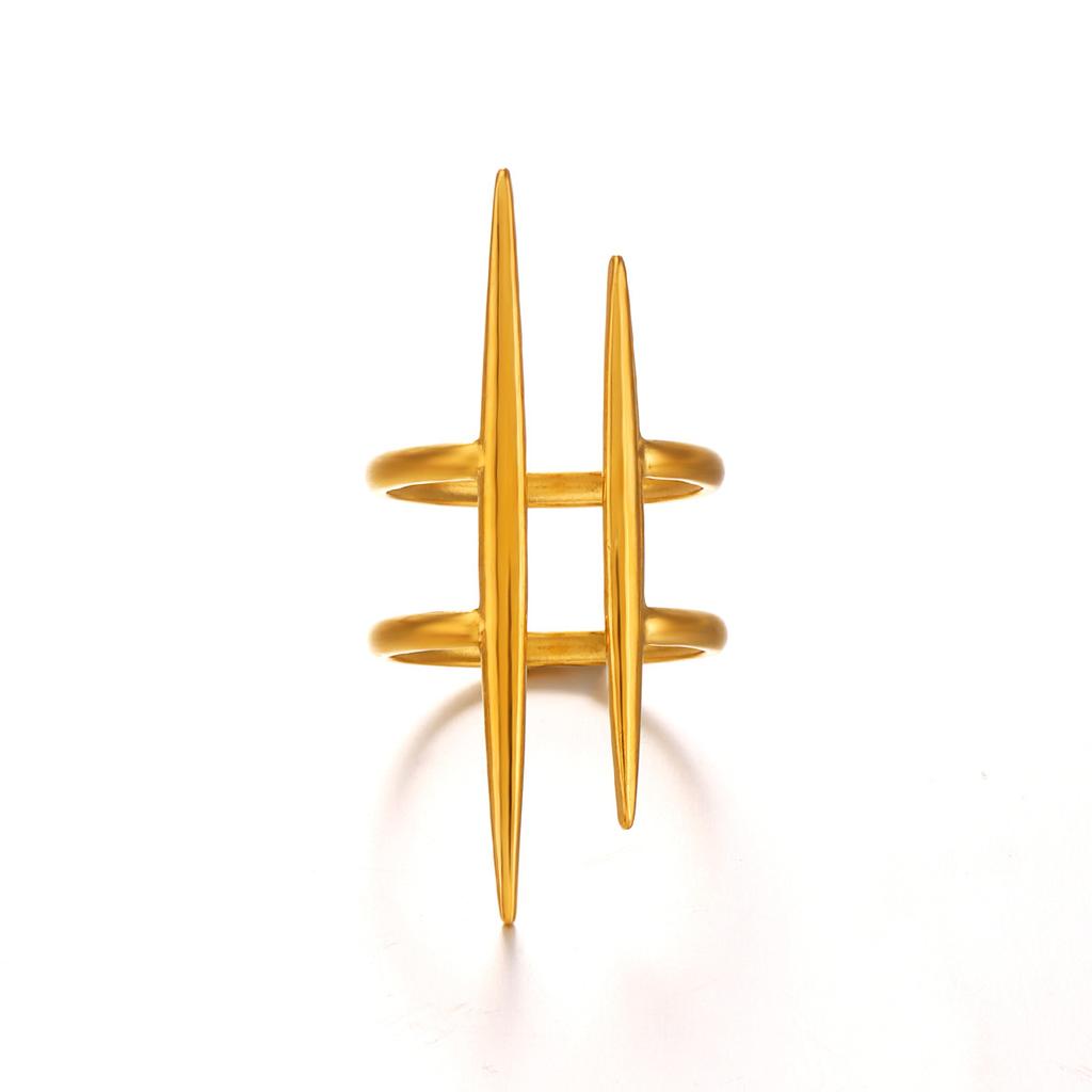 New Design Fashion Pop Gold-Plated Stainless Steel Line Ring for Women Couple Personality Hip Hop Jewelry Wholesale