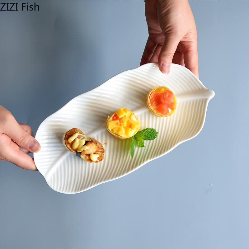 Blattteller Kreative Keramik Kochgeschirr Restaurant Lebensmitteldekoration Dim Sum Dessertteller Steakteller Küchengeschirr