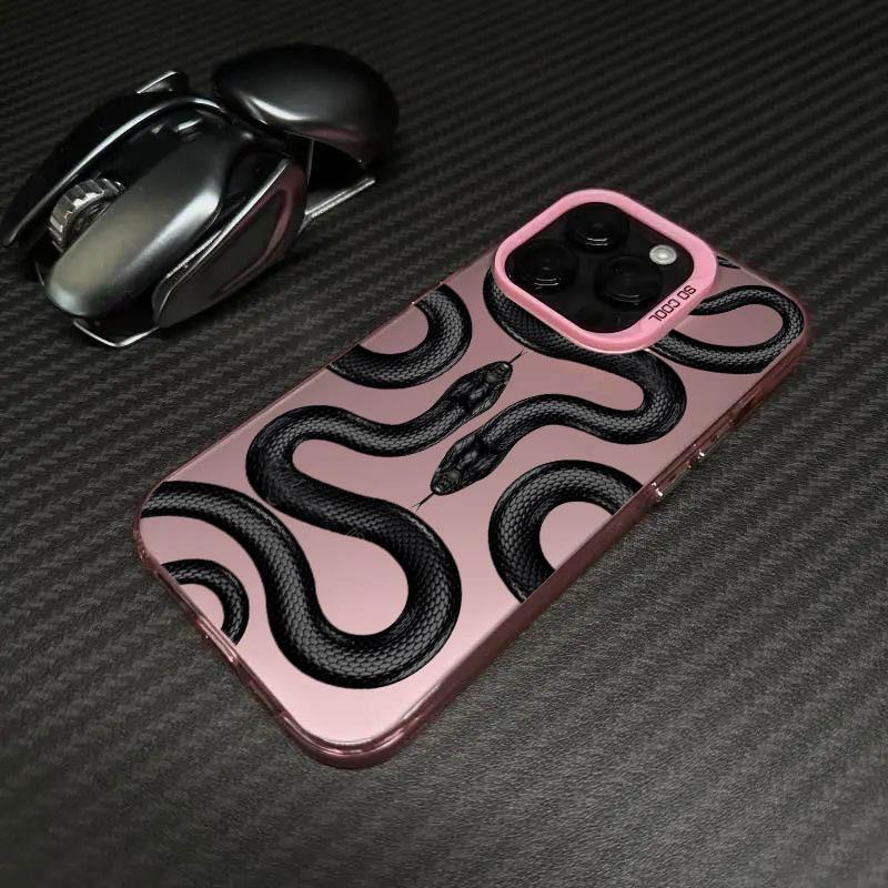 Stylish and Trendy Black Snake IPhone 17 Pro Phone Case, 16/15mm Laser Case, 14cm Apple 12 Drop-proof 11Xs Max