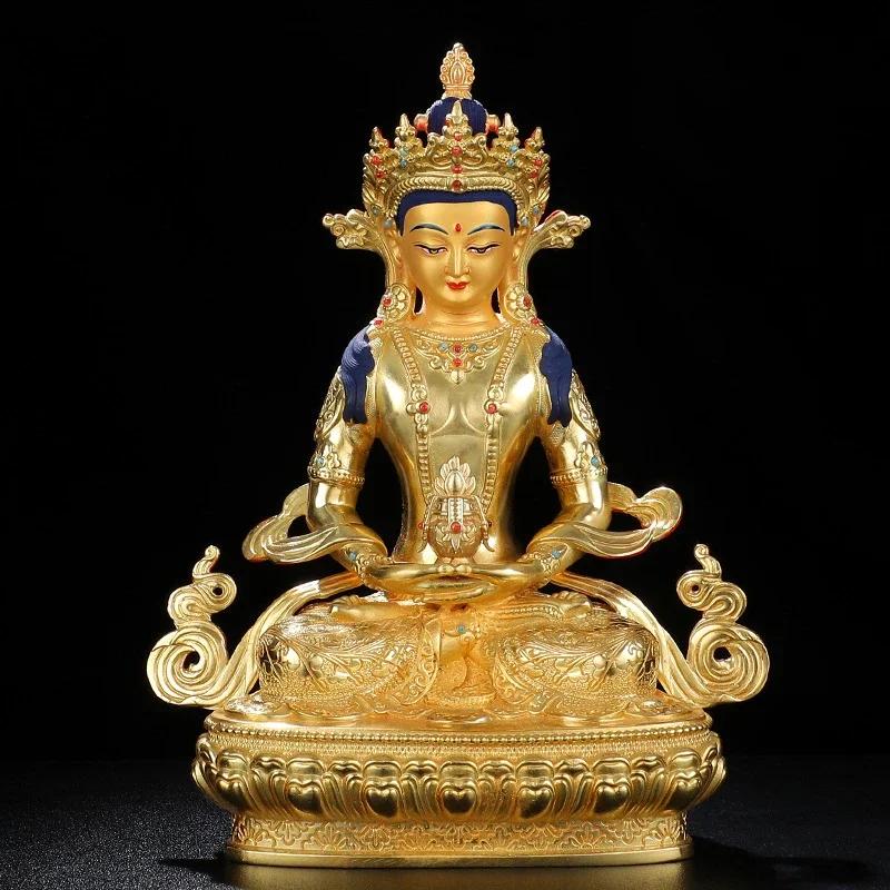 Longevity Buddha pure copper Tibetan Tantra gilt 7 inches 10 inches 15 inches Buddha statue for salary Bronze Buddha statue orna