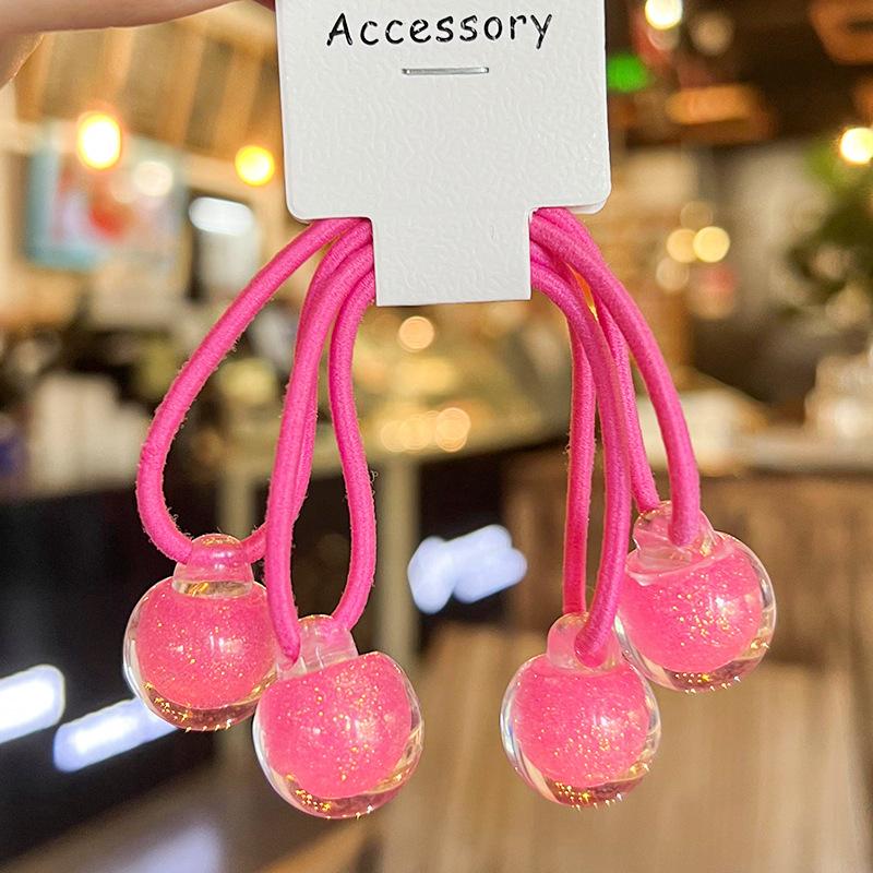 2pcs /set Cute Candy Color Ball Hair Tie For Girls Elastic Hair Rubber Band Kids Kawaii Hair Rope Baby Hairbands Child Headdress